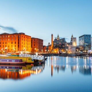 Liverpool waterfront at dusk
