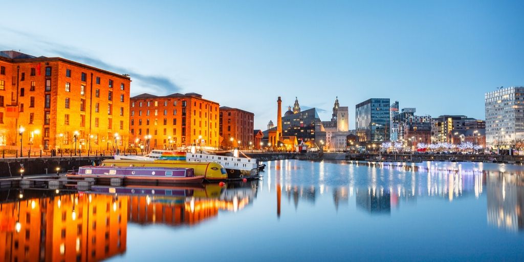 Liverpool waterfront at dusk