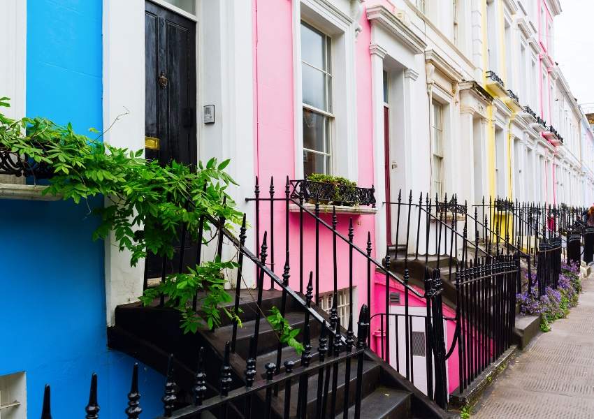Beautiful painted buildings in London