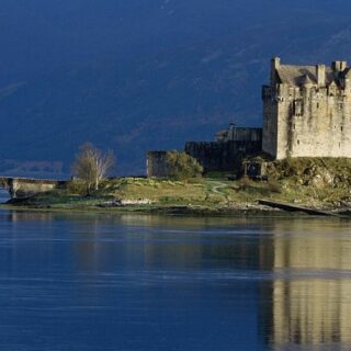 Castle in a loch in scotland
