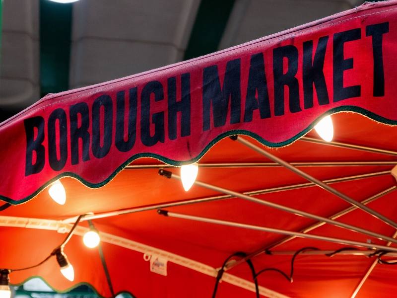 A sign for Borough Market in London