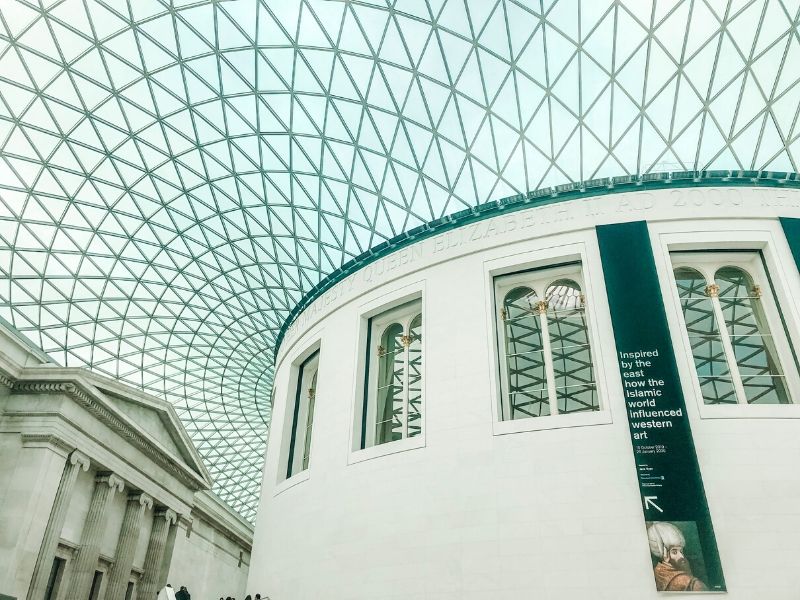 A picture of the entrance hall at the British Museum in London