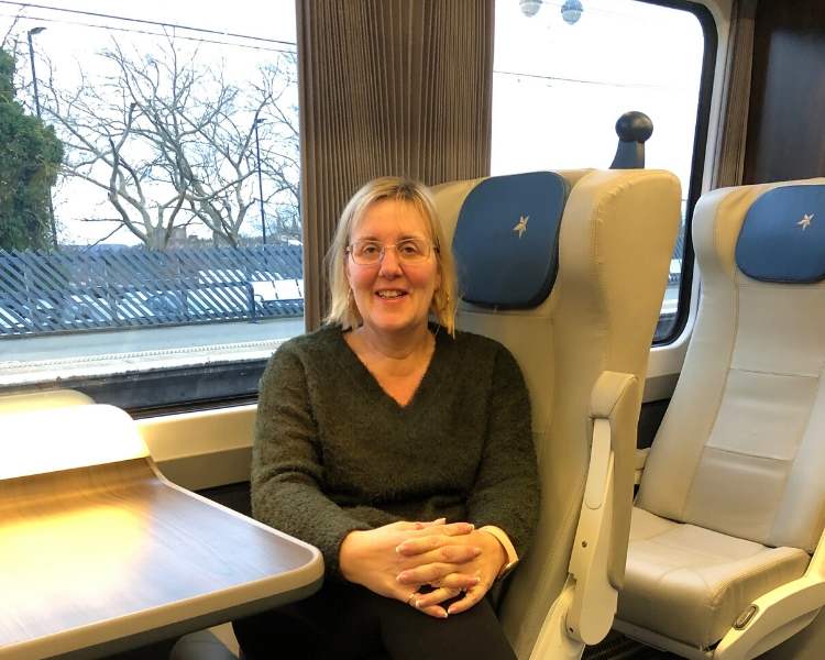 Tracy Collins on a UK train