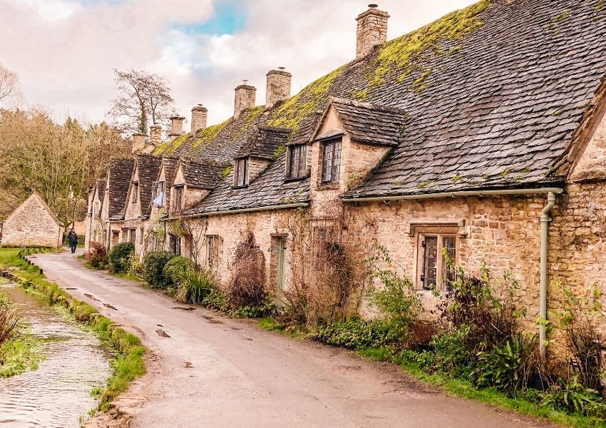 A row of old cottages called Arlington Row in Bibury