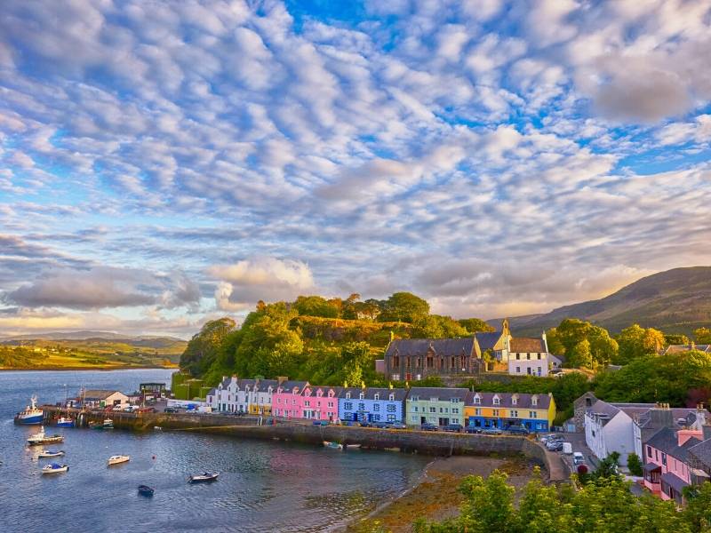 A village with painted houses on  harbour