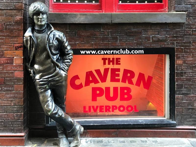 Liverpool England and a statue of John Lennon outside the Cavern Club