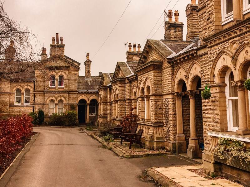 A street with stone buildings in England