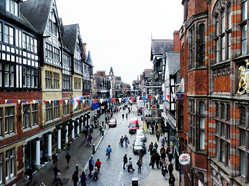 A picture showing the centre of Chester one of the most interesting cities to visit in North West England