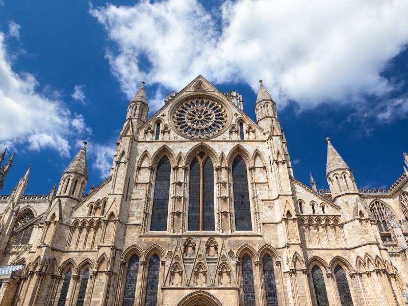 York Minster in York with a blue sky and clouds