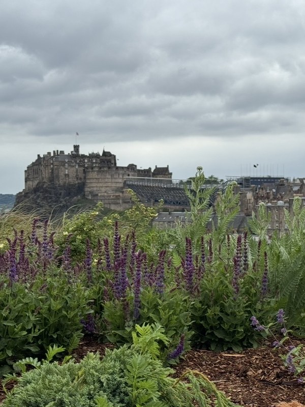 The view to Edinburgh Castle from the roof terrace of the National Museum of Scotland