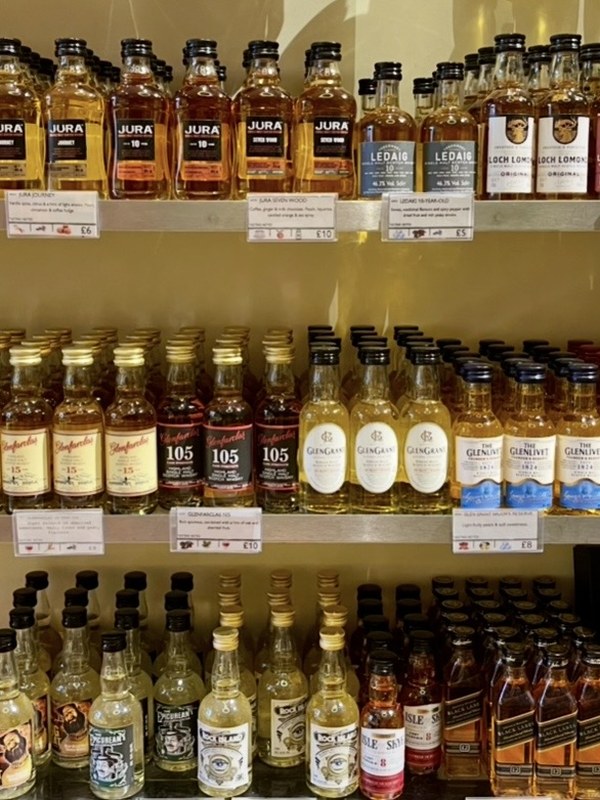 Shelves of single malt Scotch whisky at The Scotch Whisky Experience in Edinburgh