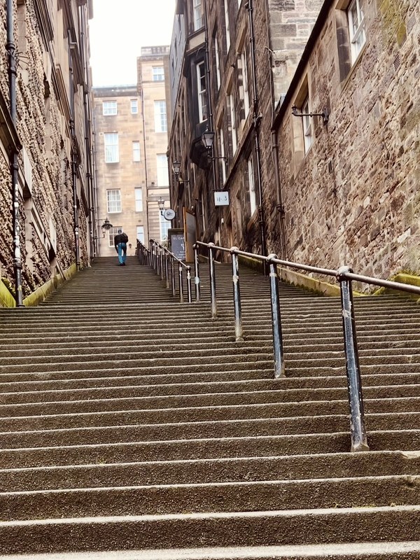 Warriston's Close, a long flight of stone steps between the Royal Mile and Cockburn Street in Edinburgh