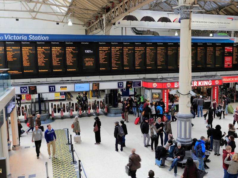 Victoria Train station concourse in London