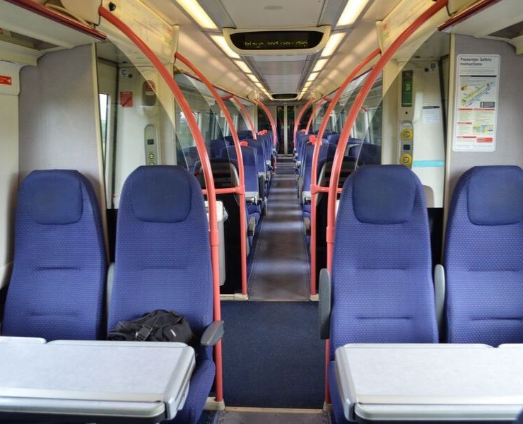 Inside a train carriage in the UK