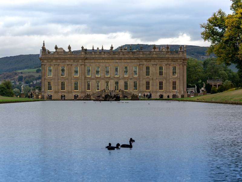 A picture of a large stately home in England