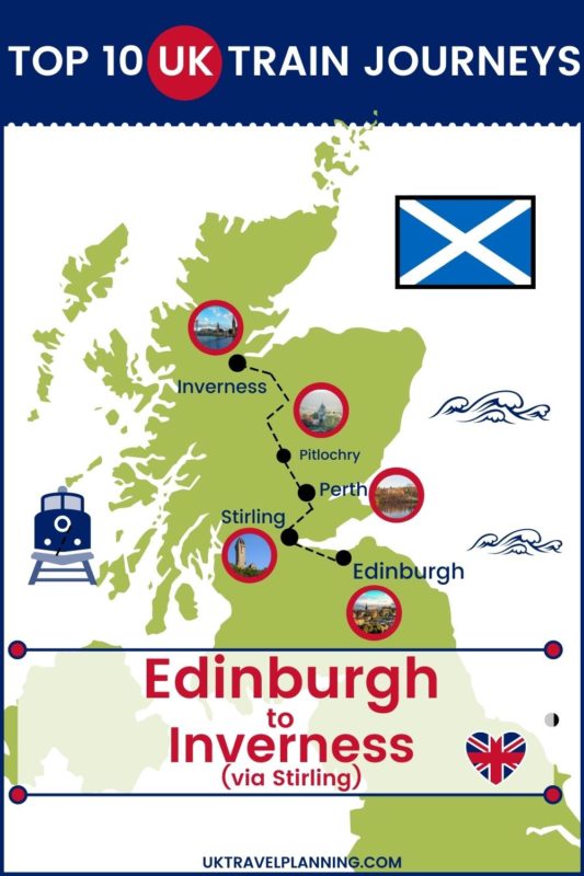 Traveling the UK by rail is a wonderful way to see the country. Check out our top 10 train trips and scenic rail journeys to take across the UK. Edinburgh to Inverness via Stirling #UK #travel #trains #rail #railway 