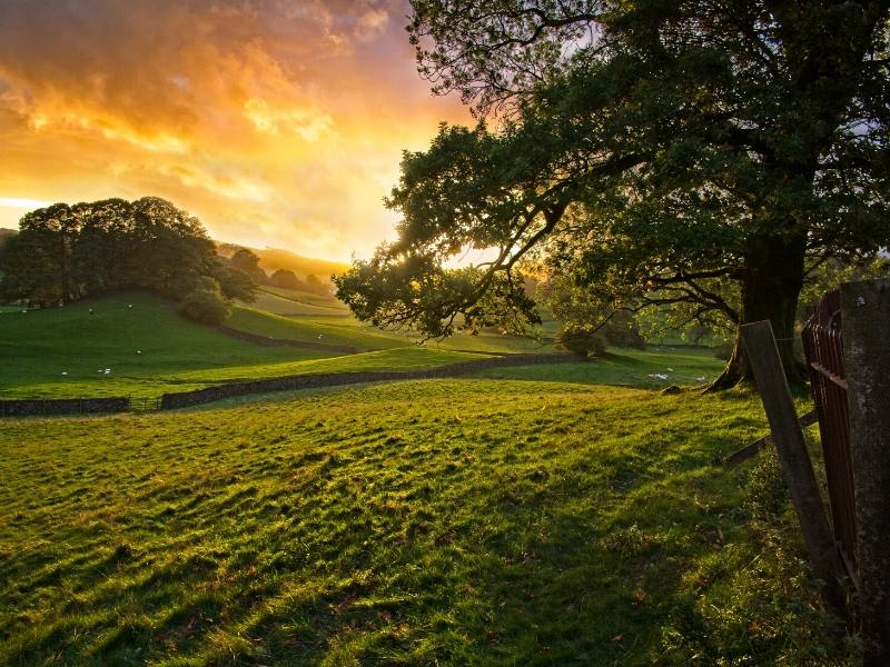 Far Sawrey in the Lake District at sunset