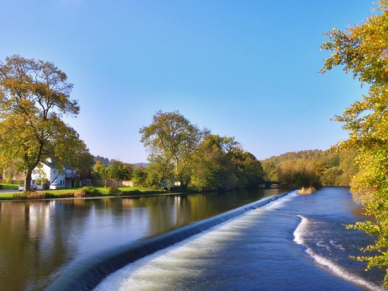 A boat on the river at Newby Bridge in the Lake District