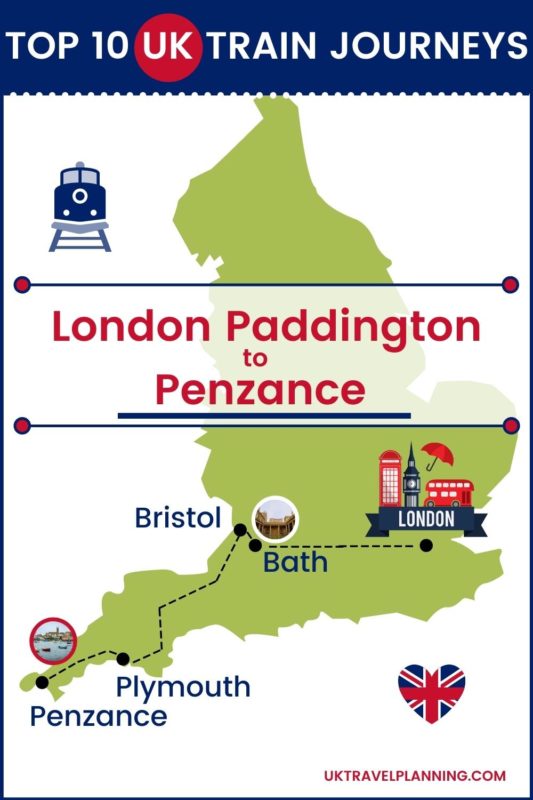 Traveling the UK by rail is a wonderful way to see the country. Check out our top 10 train trips and scenic rail journeys to take across the UK. London Paddington to Penzance #UK #travel #trains #rail #railway 