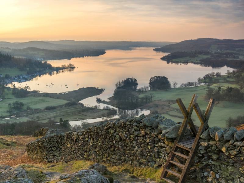 View over one of the best places to stay in Lake Windermere in the Lake District