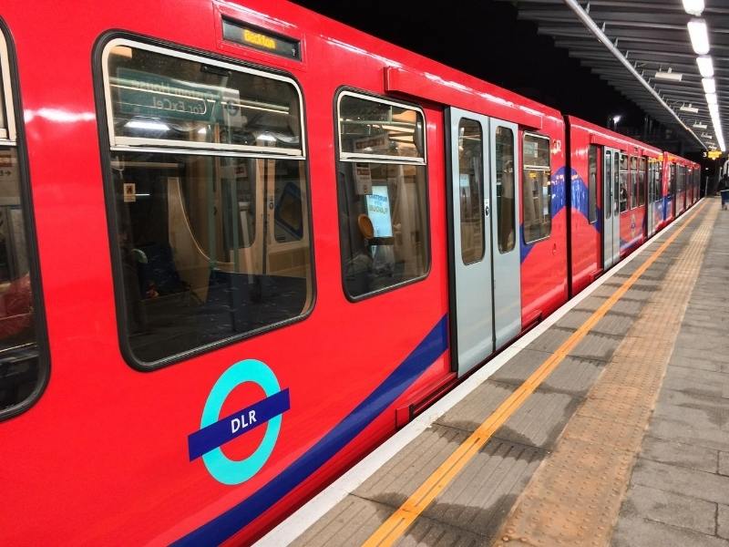 Docklands Light Railway train in London.