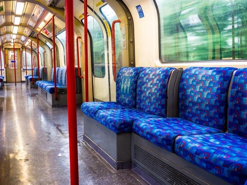 Inside a London Underground train 