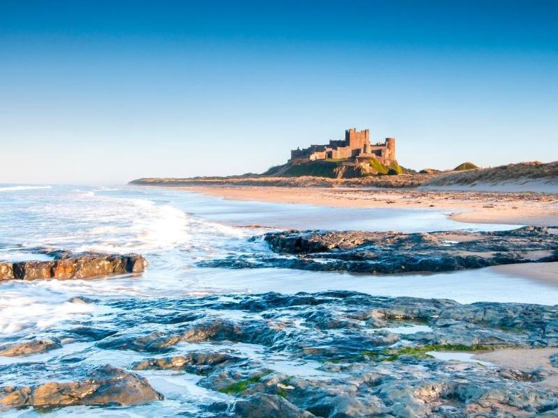 View of Bamburgh Castle.