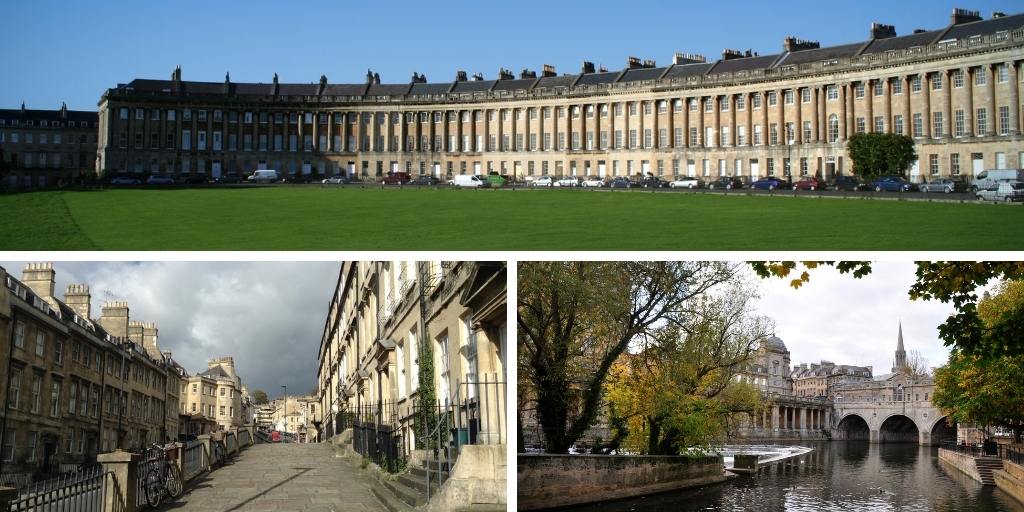 Views of the city of Bath in England