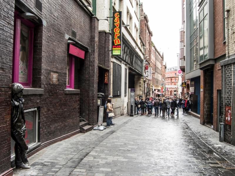 Street in Liverpool with the Cavern Club.