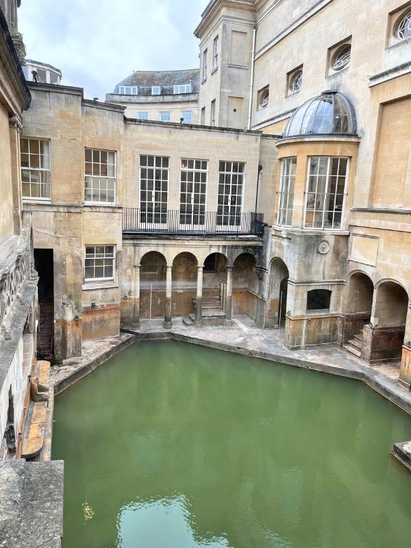 a pool of water in a building