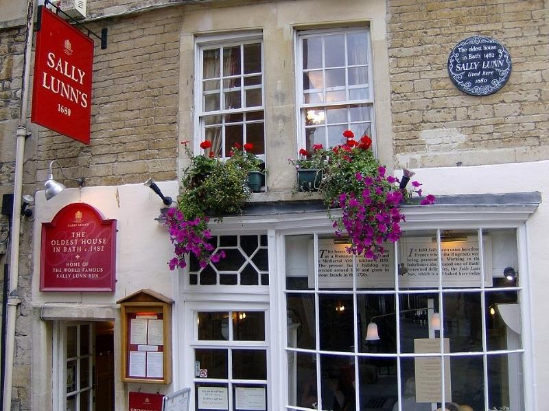 The best places to stay in Bath are located in the centre of the city near places like Sally Lunn's as shown in the image.