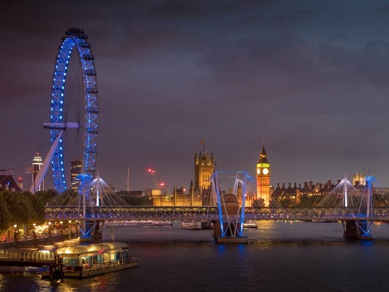 The View from South Bank London at night can be seen from some of the best hotels in Southwark, Bankside and South Bank London