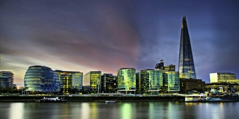 The Shard in London nightscape can be seen from many hotels in southwark