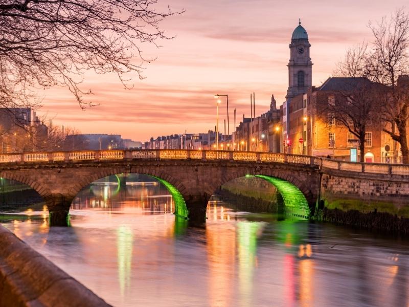 View of evening in Dublin can be appreciated on some of the best UK tours.