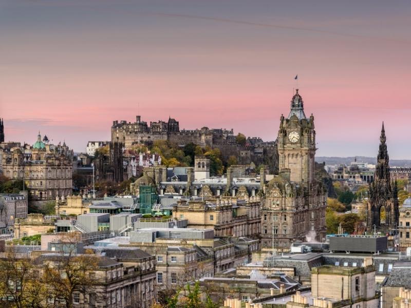 Edinburgh at dusk.
