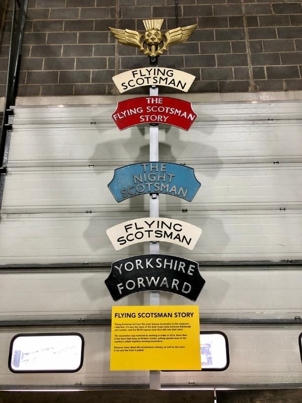 Flying Scotsman sign at the York Rail Museum 