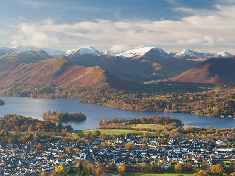 Aerial view of Keswick in the Lake District