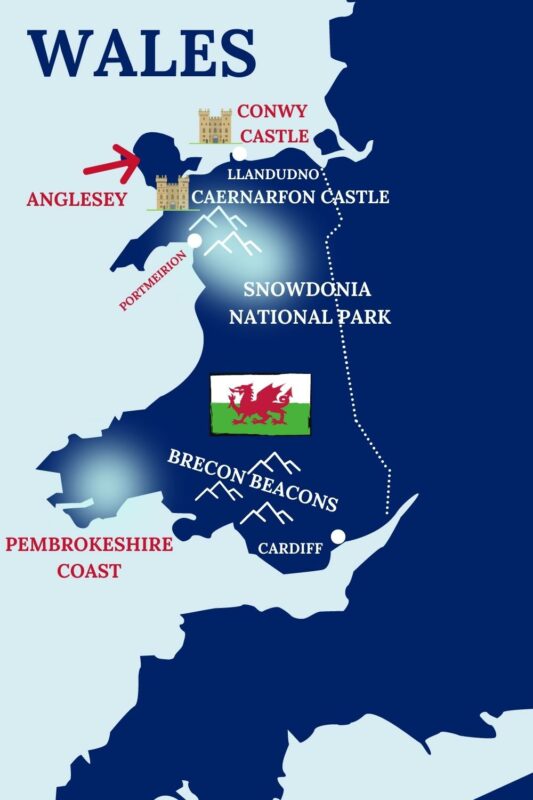 MAP OF POPULAR WELSH LANDMARKS AND CITIES