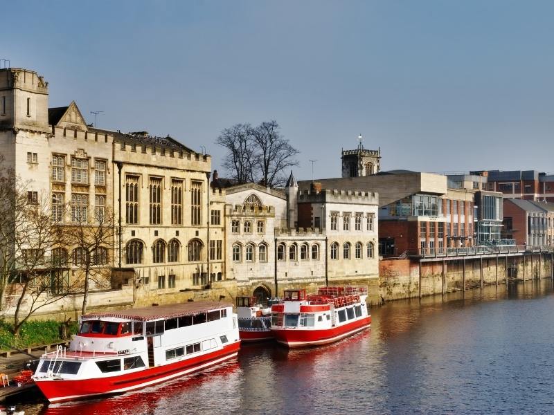 Red boats on the River Ouse in York