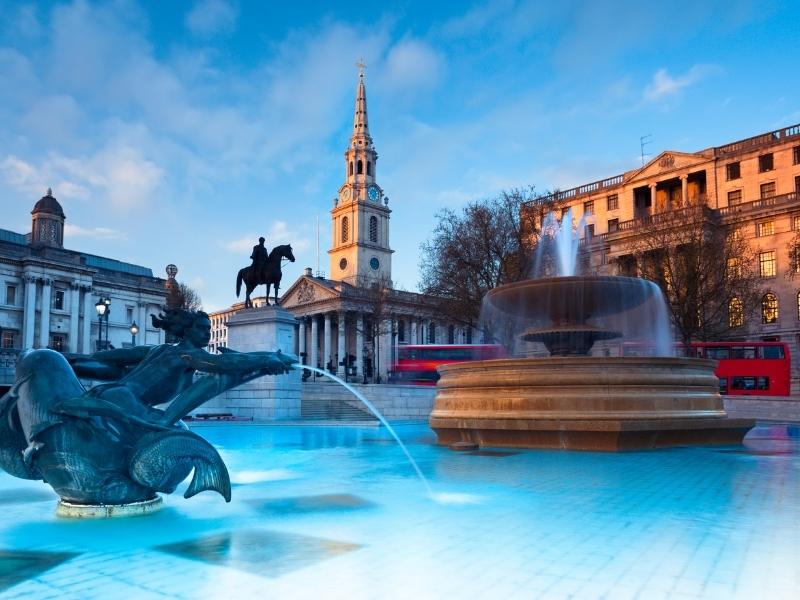 Trafalgar Square in London.