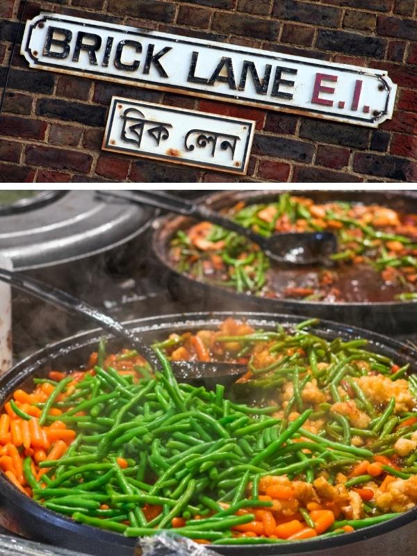 Curries at Brick Lane Market London.