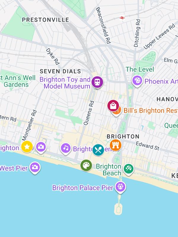 Map showing Brighton highlights