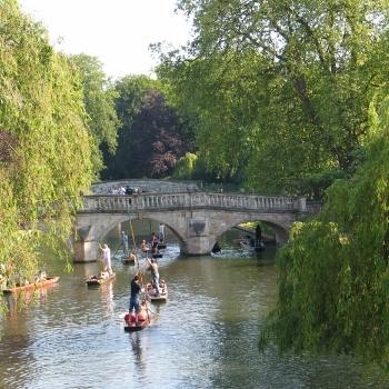 Punting along the river Cam in Cambridge