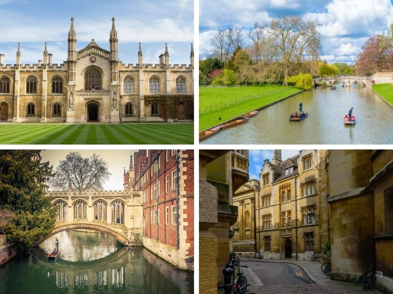 4 views of the English city of Cambridge.