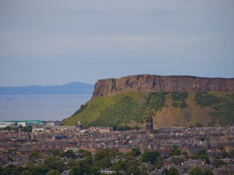 A view of Edinburgh with Arthur's Seat in the background.