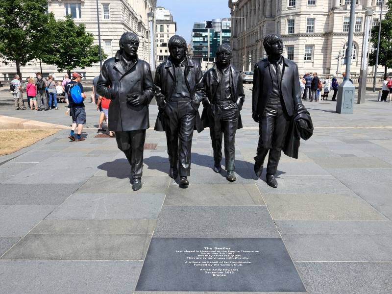 Statue of the Beatles in Liverpool.