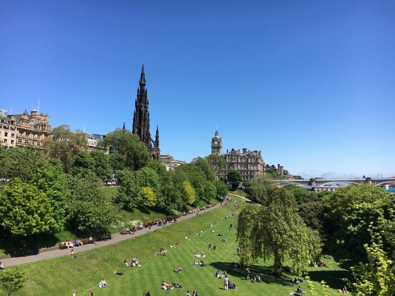 View of Scott Monument in Edinburgh.