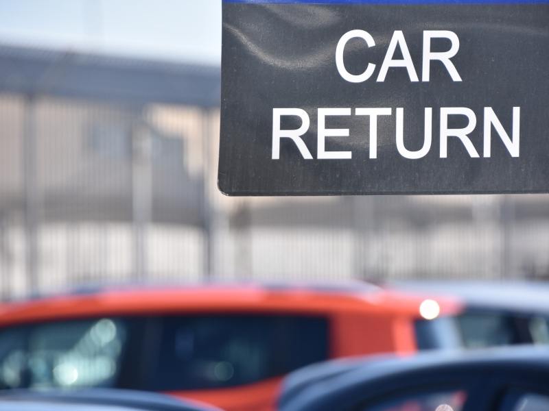 When renting a car in the UK remember to consider what you need to do when you return the car as this sign shows.