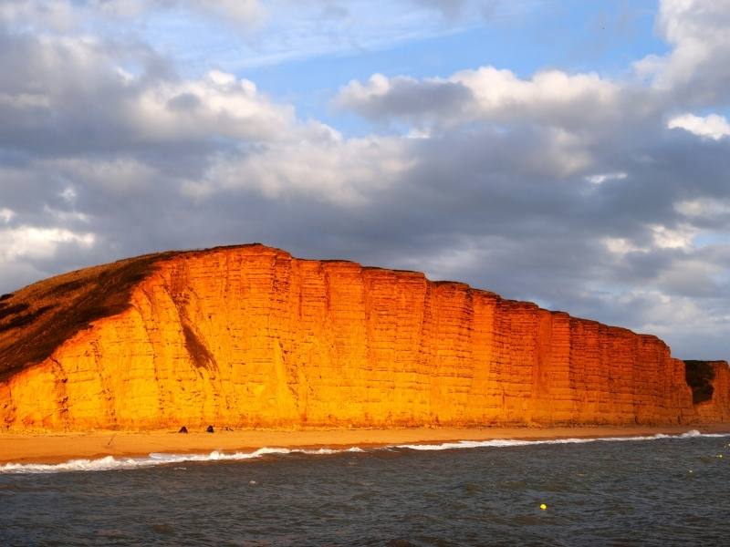 Red sandstone cliff Bridport.