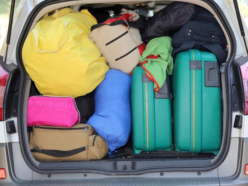 Car full of luggage.